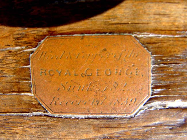 A small English oak tripod table made from the salvage of the ROYAL GEORGE which sunk in 1782. — image 2